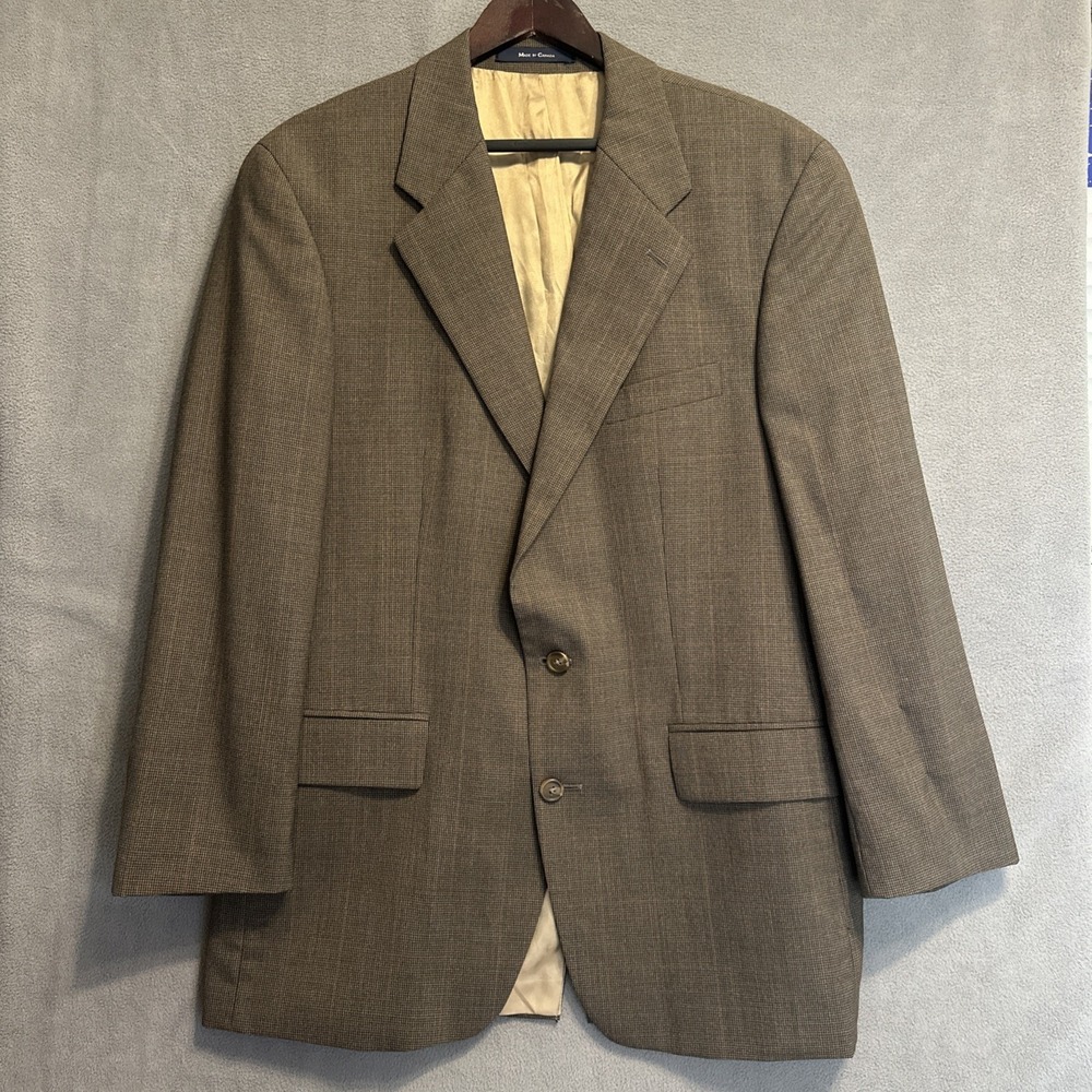 Chaps By Ralph Lauren Houndstooth Sport Coat 100% Wool Mens 42R Heritage Prep